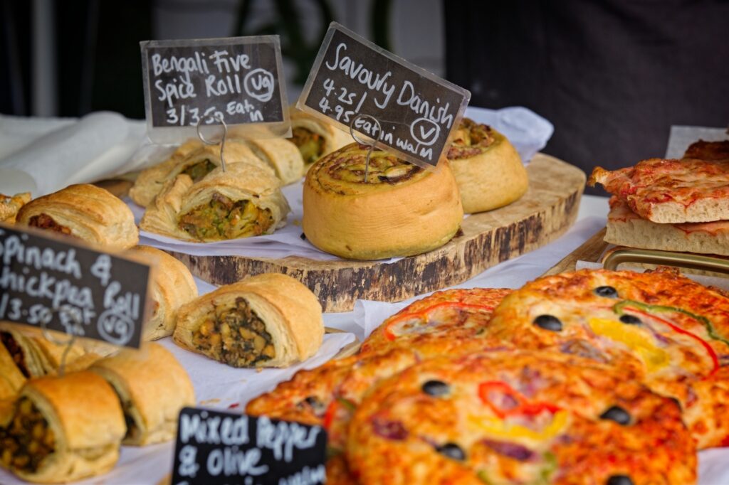 Close-up food detail of a traditional Holmfirth venue during the Festival of Folk